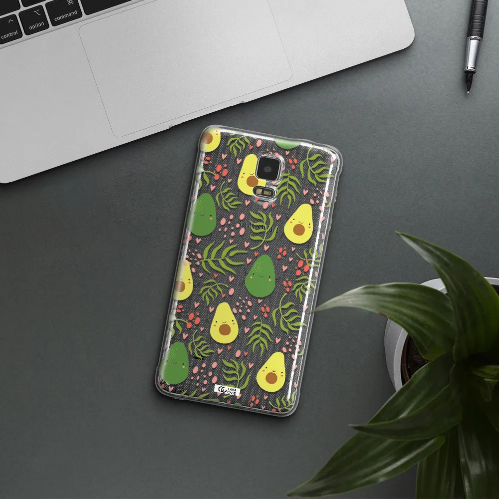 a pattern of avocado and leaves Samsung Note 4 Clear TPU Case