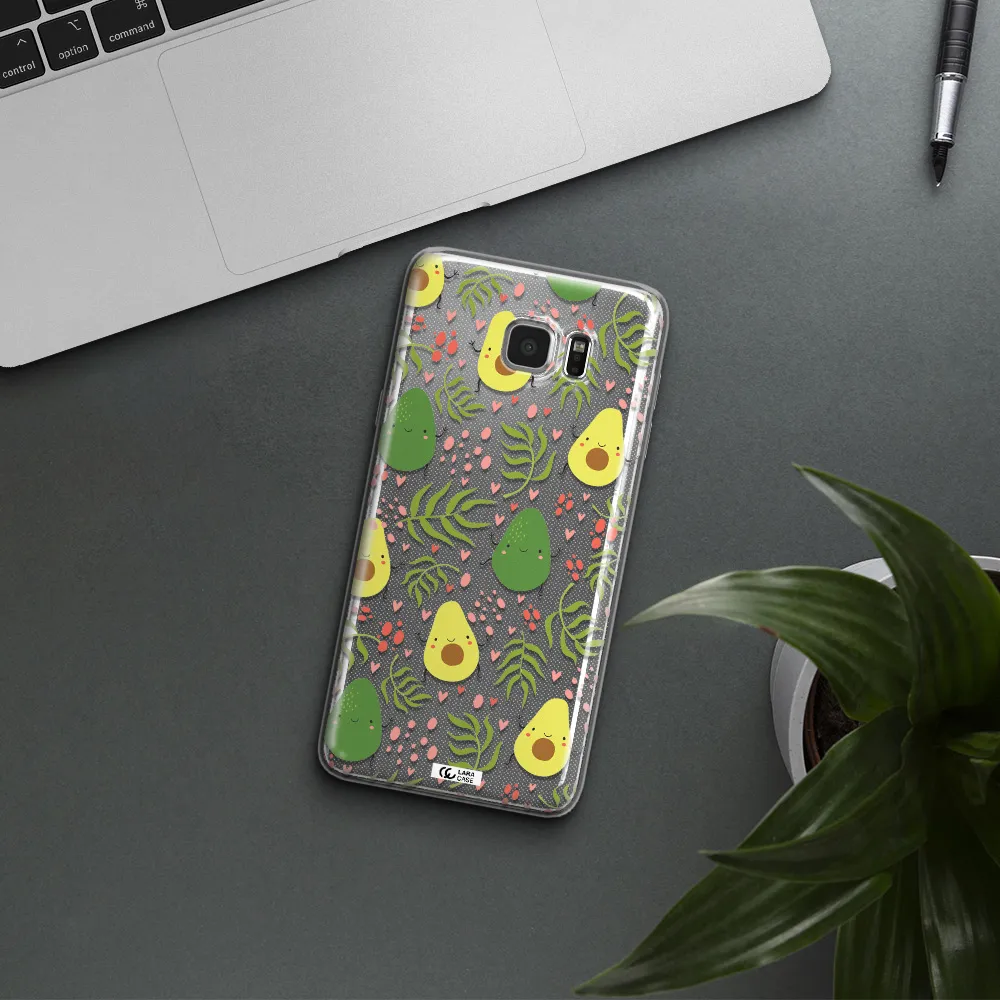 a pattern of avocado and leaves Samsung Note 5 Clear TPU Case