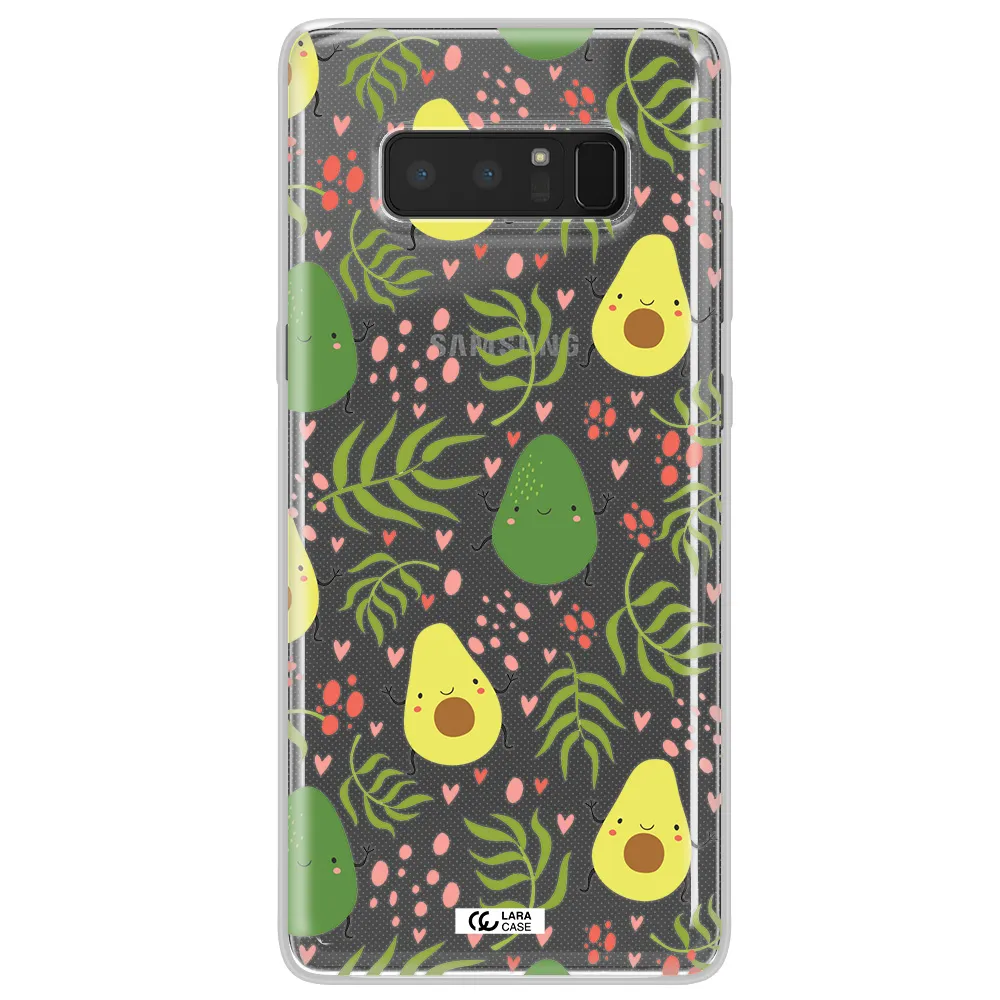 a pattern of avocado and leaves Samsung Note 8 Clear TPU Case