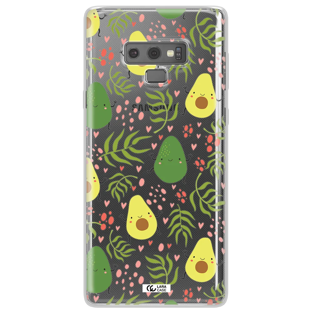 a pattern of avocado and leaves Samsung Note 9 Clear TPU Case