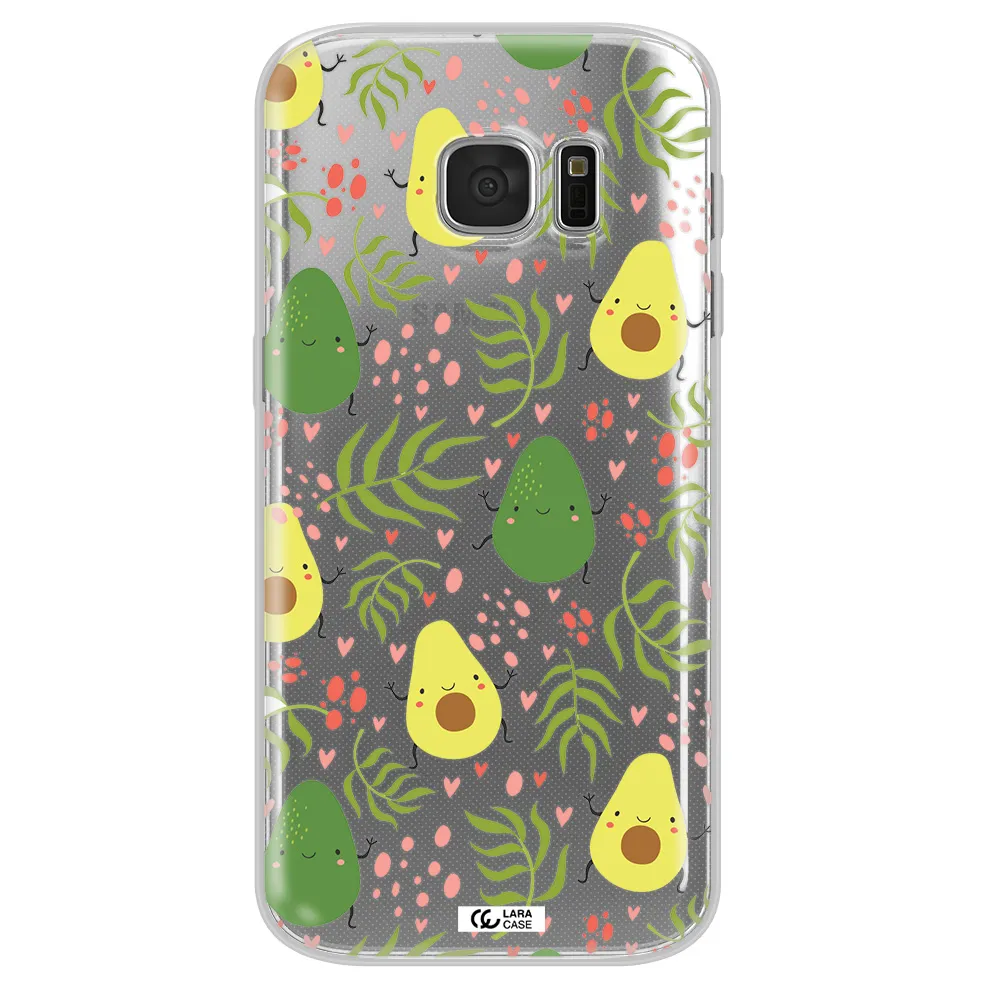a pattern of avocado and leaves Samsung S 7 Clear TPU Case