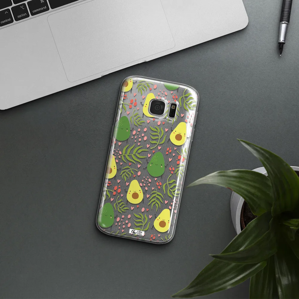 a pattern of avocado and leaves Samsung S 7 Clear TPU Case