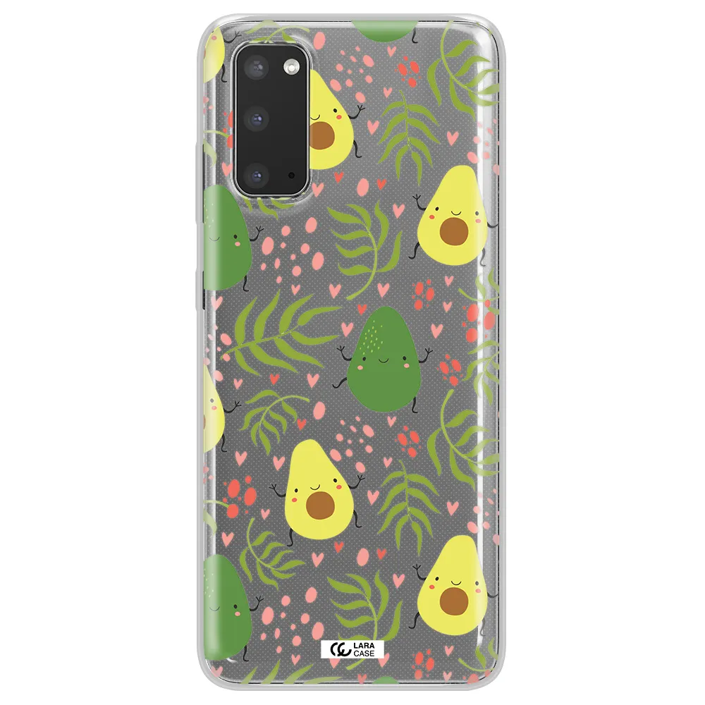 a pattern of avocado and leaves Samsung S20 Clear TPU Case