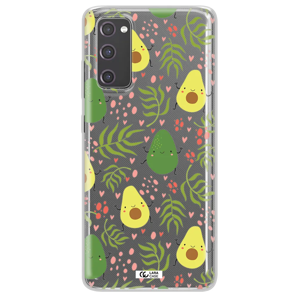 a pattern of avocado and leaves Samsung S20 Fe Clear TPU Case