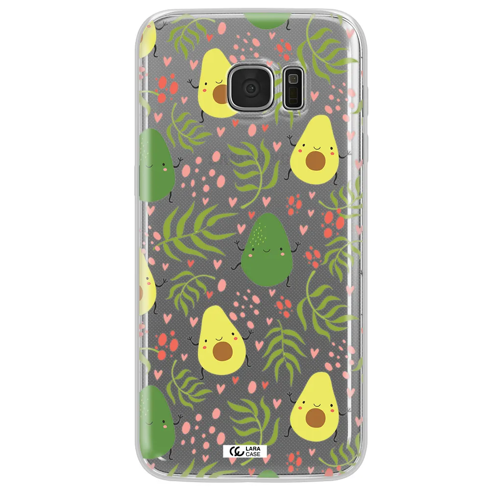 a pattern of avocado and leaves Samsung S7 Edge Clear TPU Case