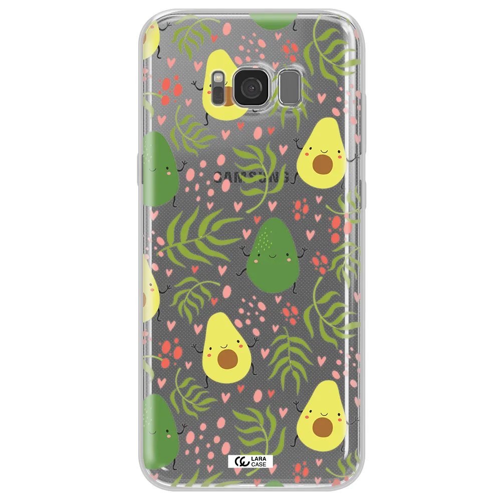 a pattern of avocado and leaves Samsung S8 Plus Clear TPU Case