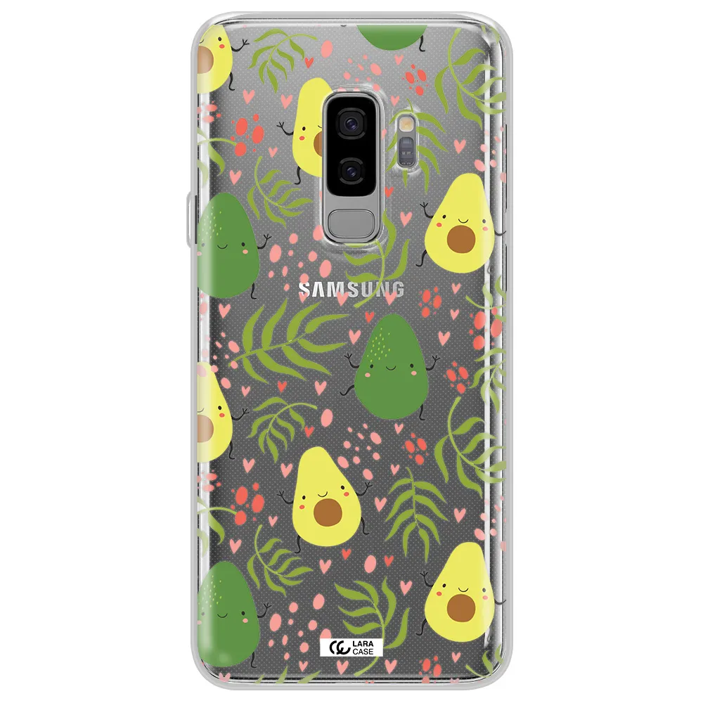 a pattern of avocado and leaves Samsung S9 Plus Clear TPU Case