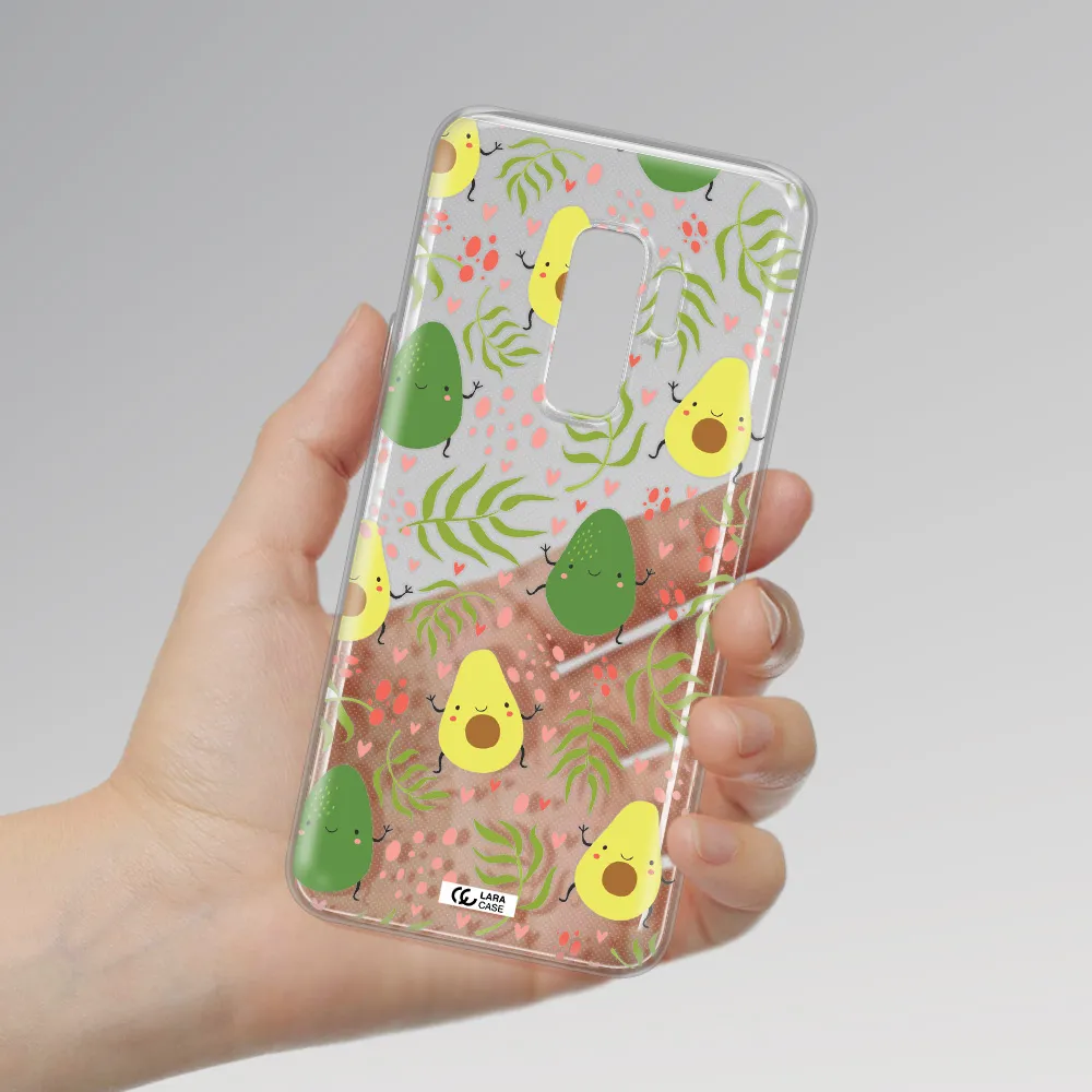 a pattern of avocado and leaves Samsung S9 Plus Clear TPU Case