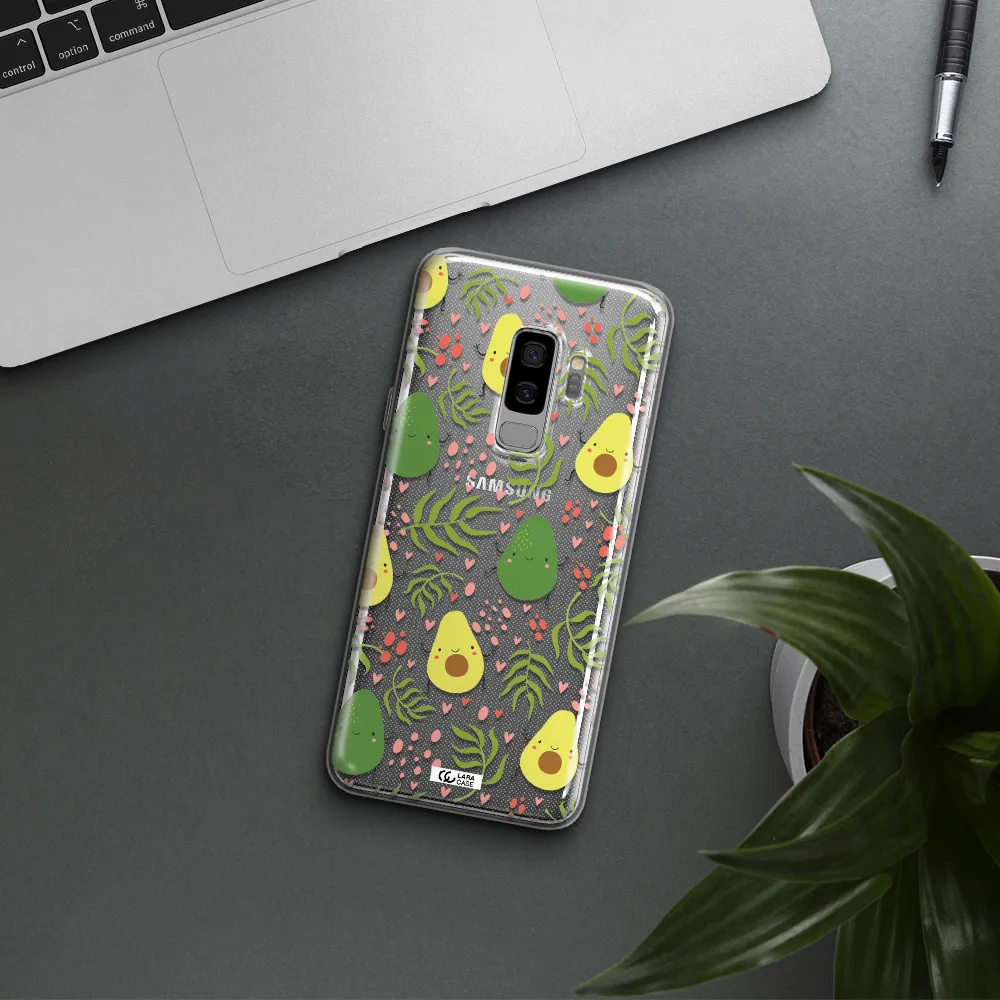 a pattern of avocado and leaves Samsung S9 Plus Clear TPU Case