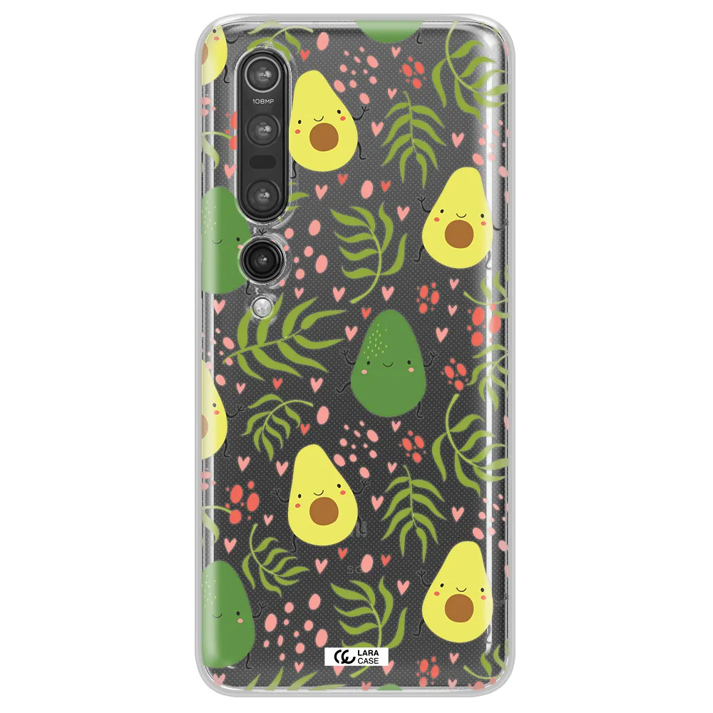a pattern of avocado and leaves Xiaomi Mi 10 Pro Clear TPU Case