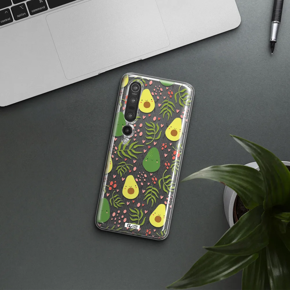 a pattern of avocado and leaves Xiaomi Mi 10 Pro Clear TPU Case