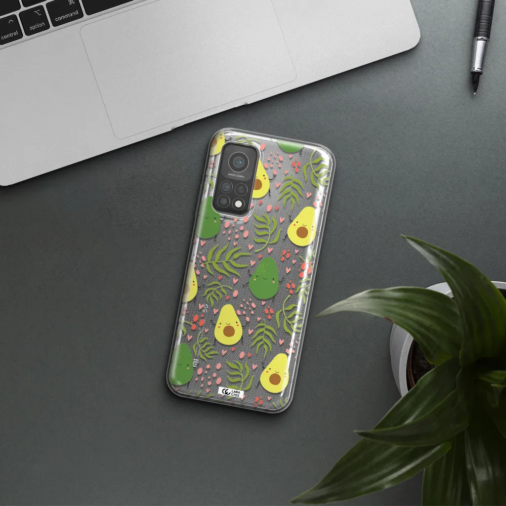 a pattern of avocado and leaves Xiaomi Mi 10 T Pro Clear TPU Case