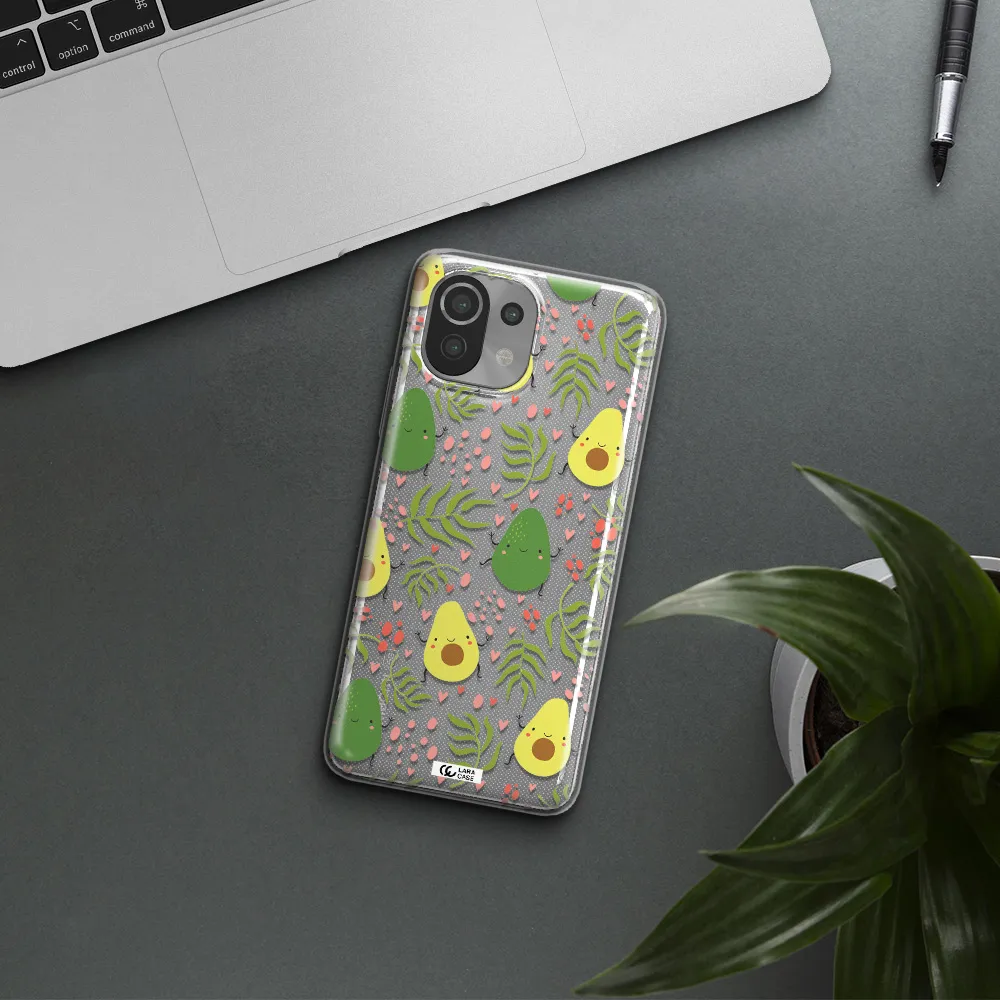 a pattern of avocado and leaves Xiaomi Mi 11 Lite Clear TPU Case