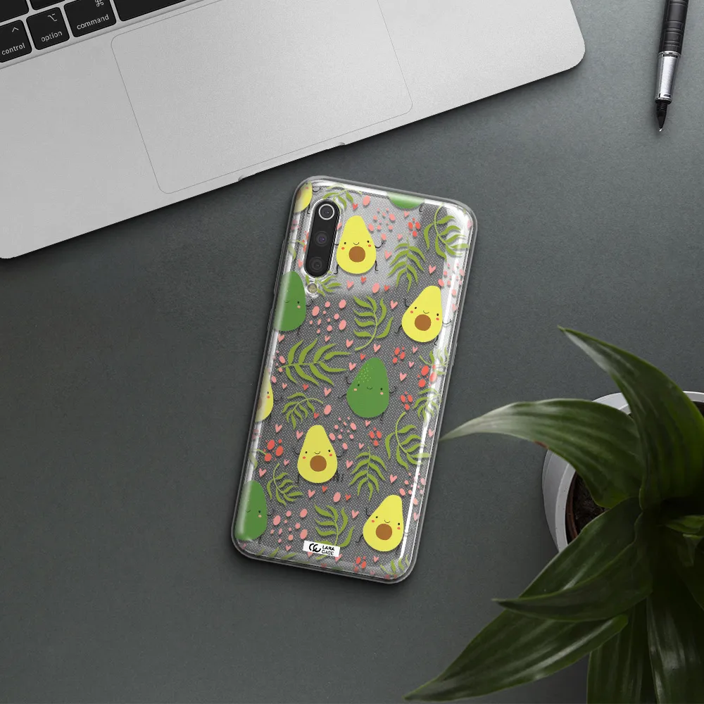 a pattern of avocado and leaves Xiaomi Mi 9 Clear TPU Case