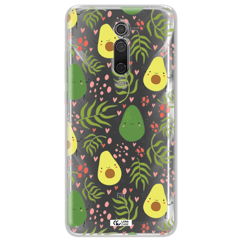 a pattern of avocado and leaves Xiaomi Mi 9T Clear TPU Case