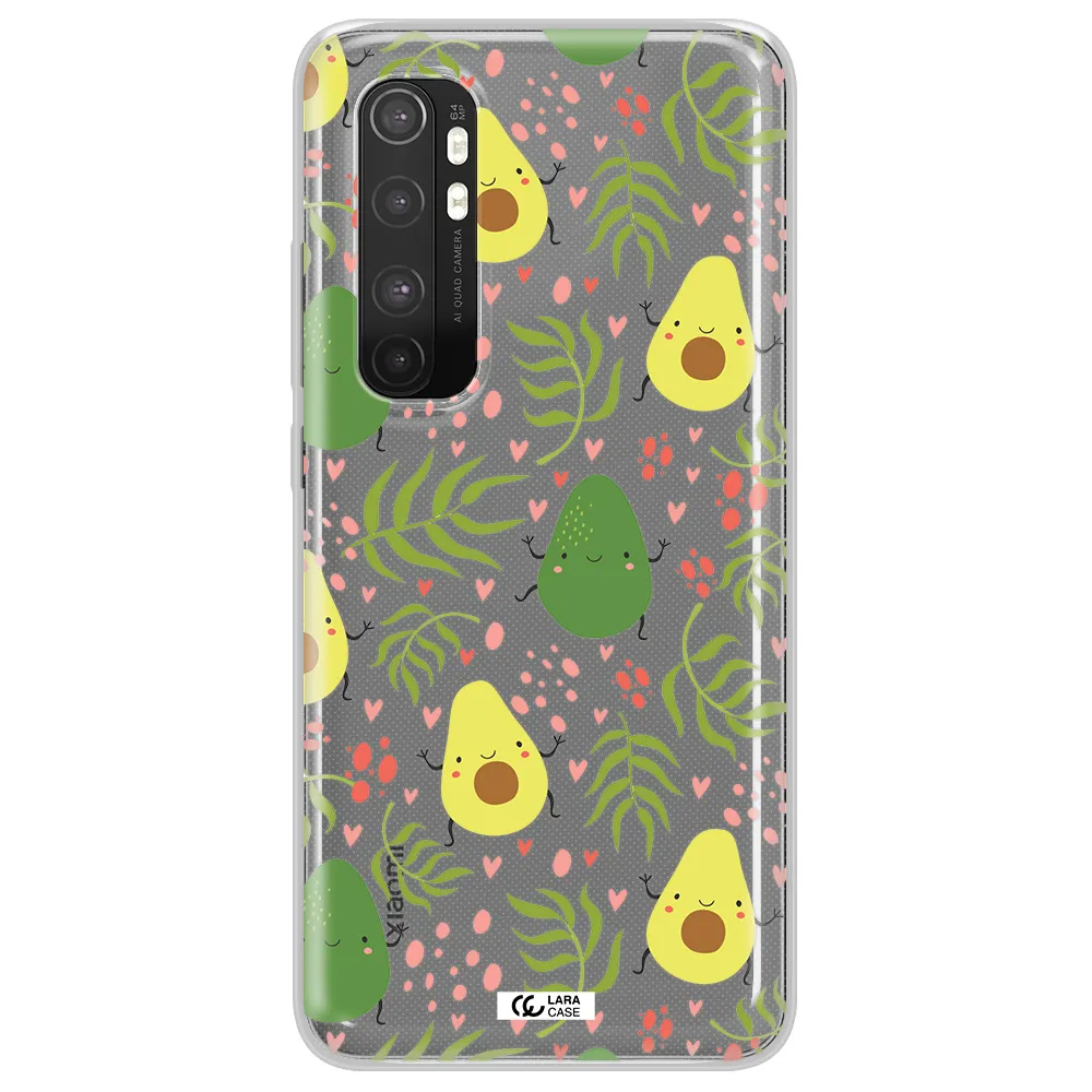 a pattern of avocado and leaves Xiaomi Mi Note 10 Lite Clear TPU Case