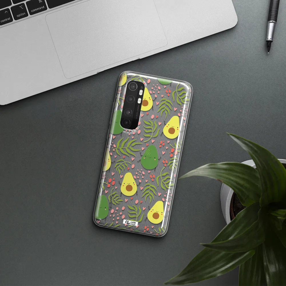 a pattern of avocado and leaves Xiaomi Mi Note 10 Lite Clear TPU Case