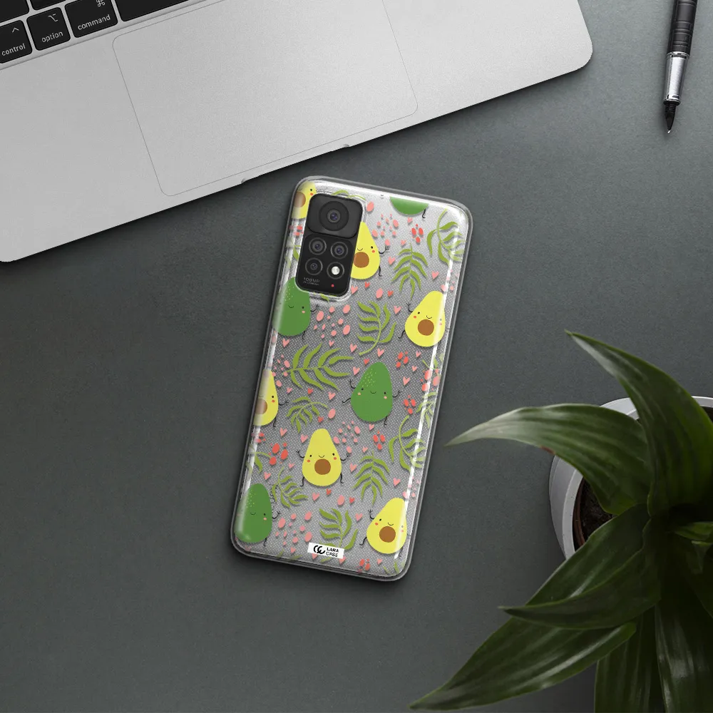 a pattern of avocado and leaves Xiaomi Note 11 Pro Clear TPU Case