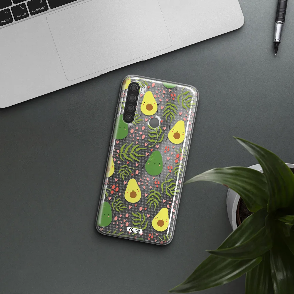 a pattern of avocado and leaves Xiaomi Note 8 Clear TPU Case