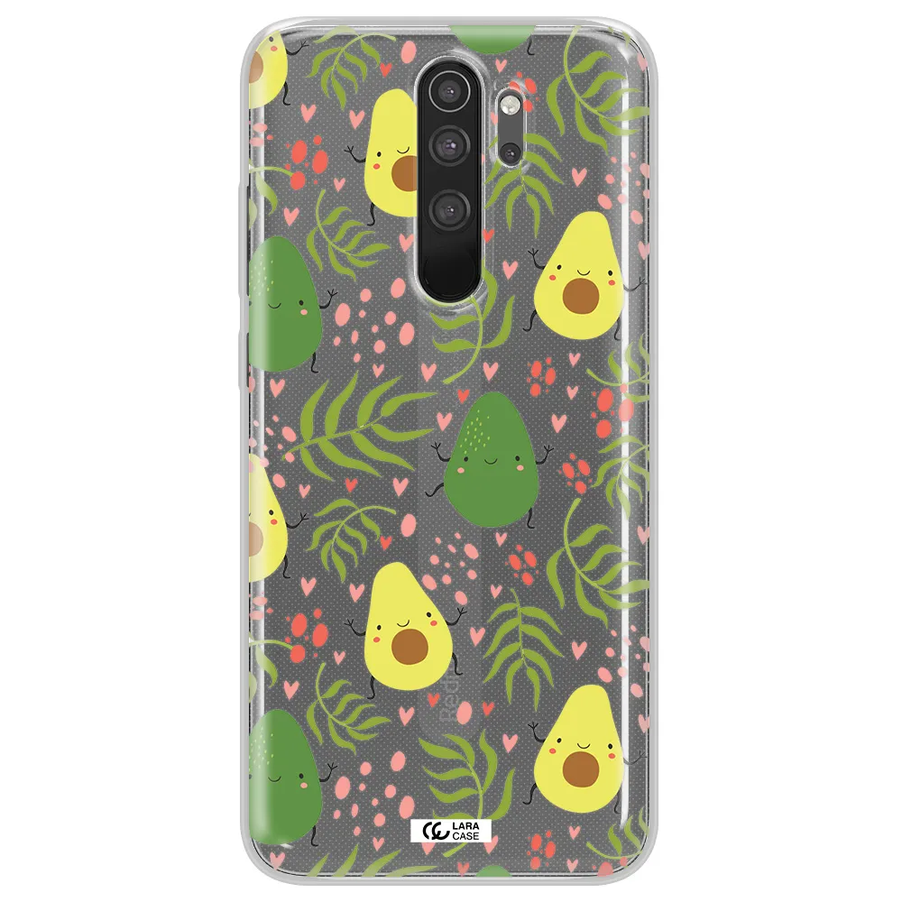 a pattern of avocado and leaves Xiaomi Note 8 Pro Clear TPU Case