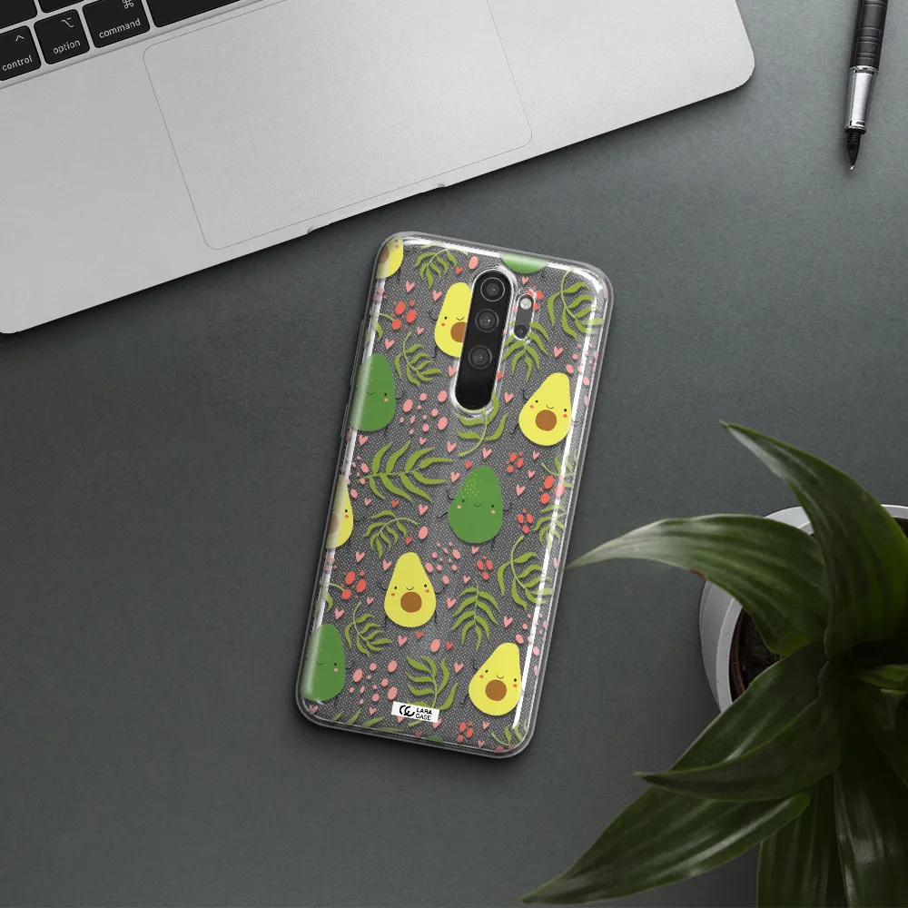 a pattern of avocado and leaves Xiaomi Note 8 Pro Clear TPU Case