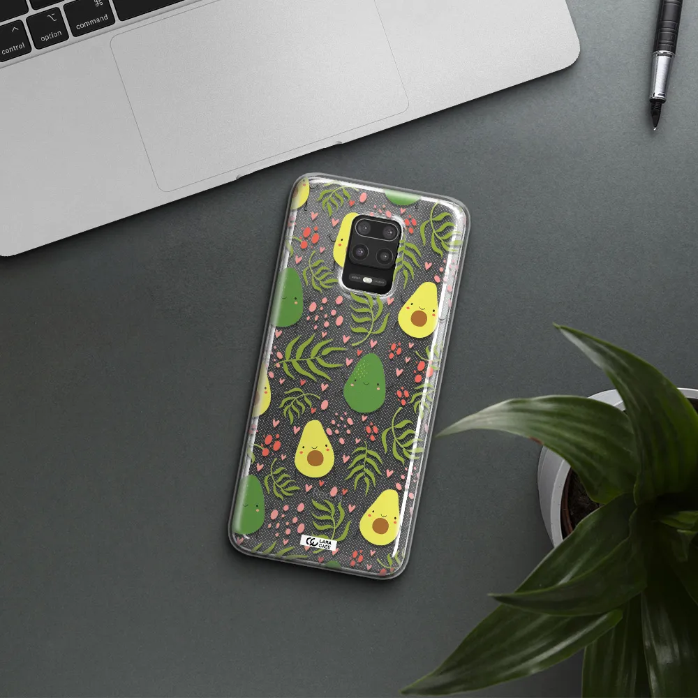 a pattern of avocado and leaves Xiaomi Note 9S Clear TPU Case