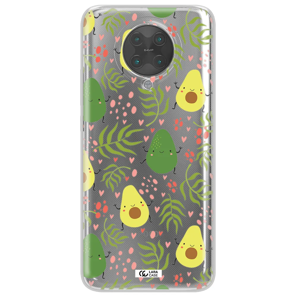 a pattern of avocado and leaves Xiaomi Poco F2 Pro Clear TPU Case