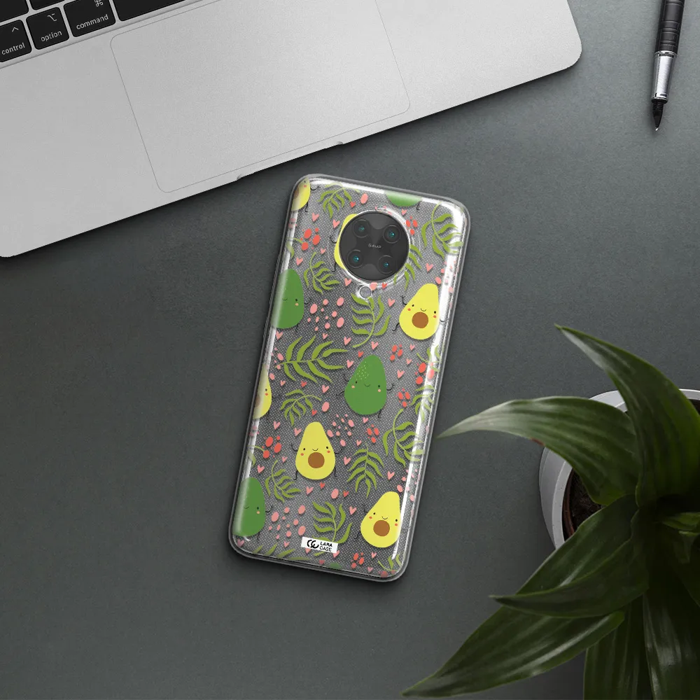 a pattern of avocado and leaves Xiaomi Poco F2 Pro Clear TPU Case
