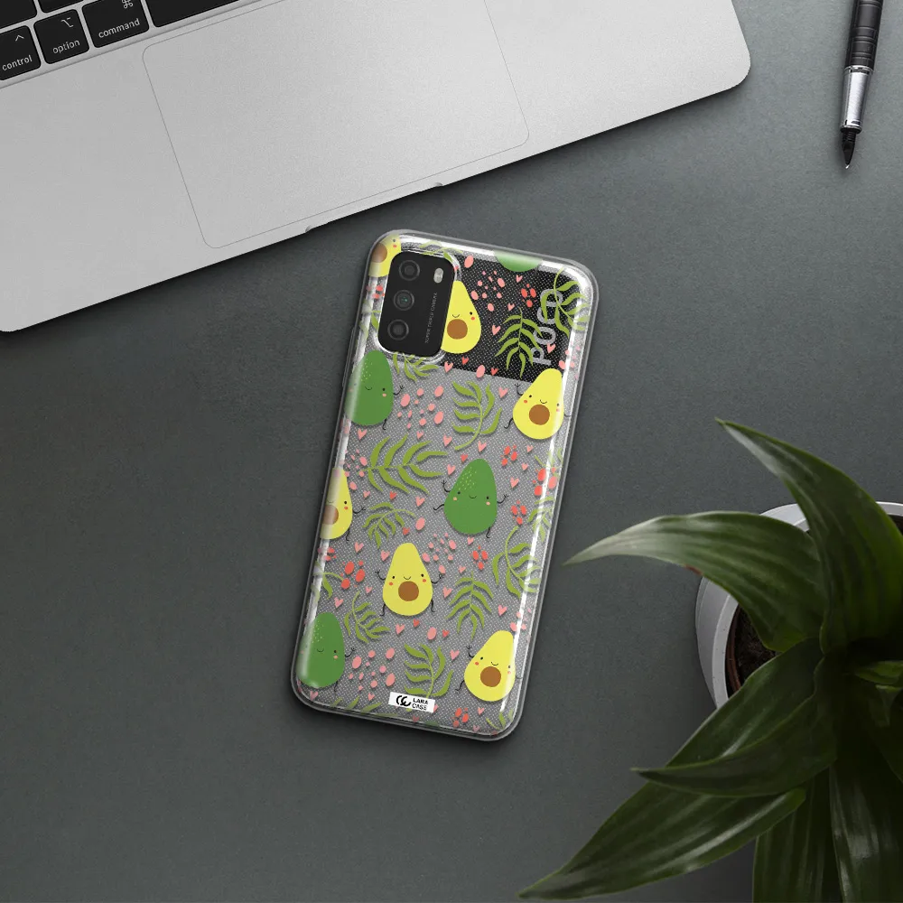 a pattern of avocado and leaves Xiaomi Poco M3 Clear TPU Case
