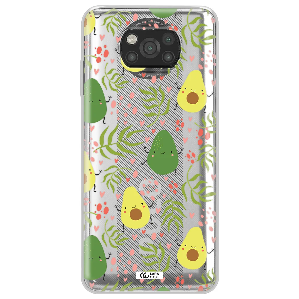 a pattern of avocado and leaves Xiaomi Poco X3 Clear TPU Case