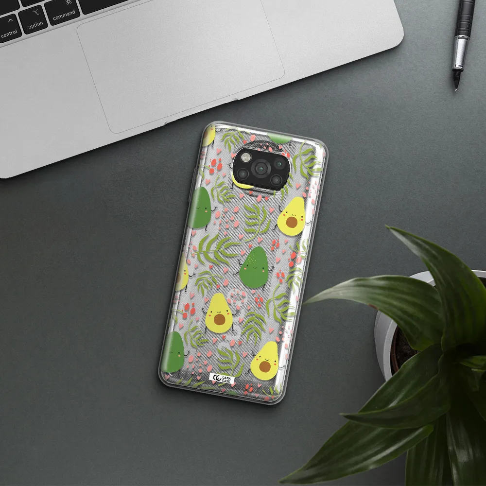a pattern of avocado and leaves Xiaomi Poco X3 Clear TPU Case