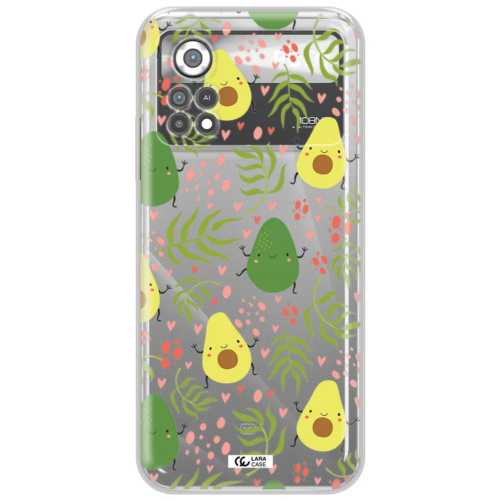 a pattern of avocado and leaves Xiaomi Poco X4 Pro Clear TPU Case