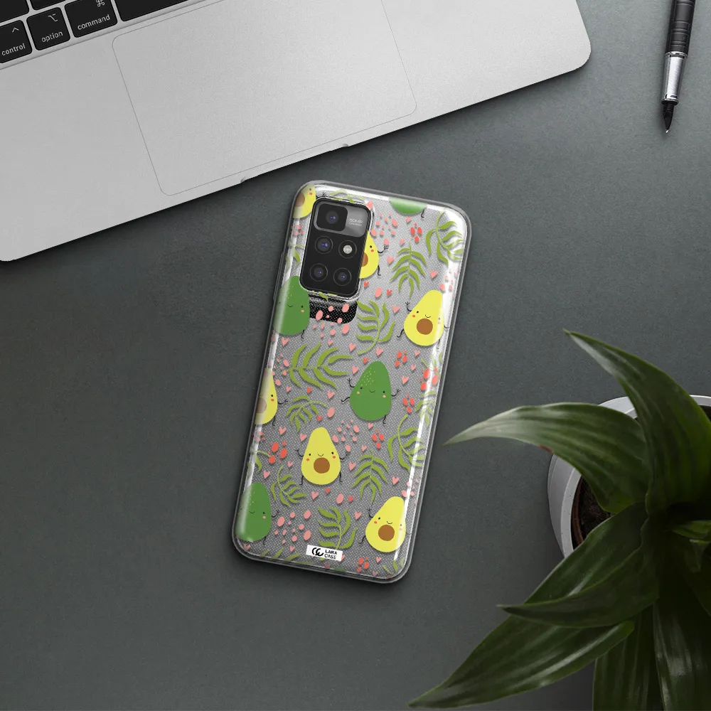 a pattern of avocado and leaves Xiaomi Redmi 10 Clear TPU Case