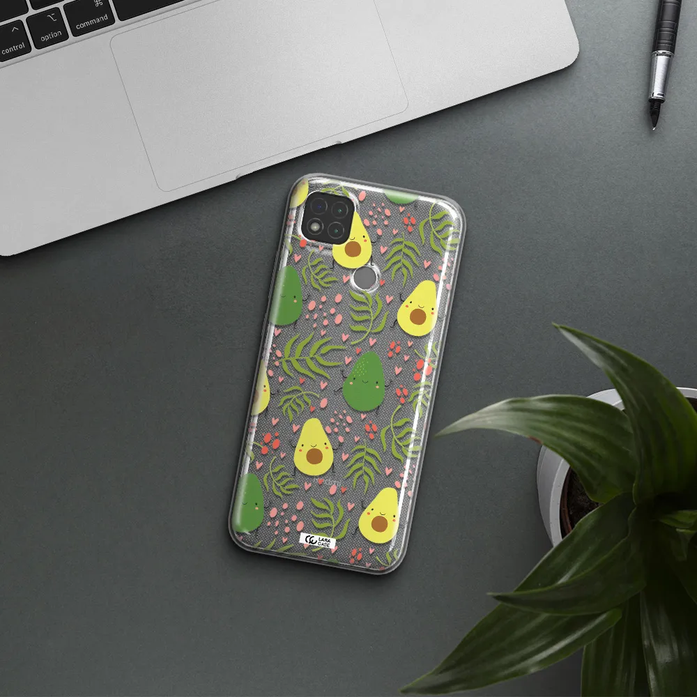 a pattern of avocado and leaves Xiaomi Redmi 9C Clear TPU Case