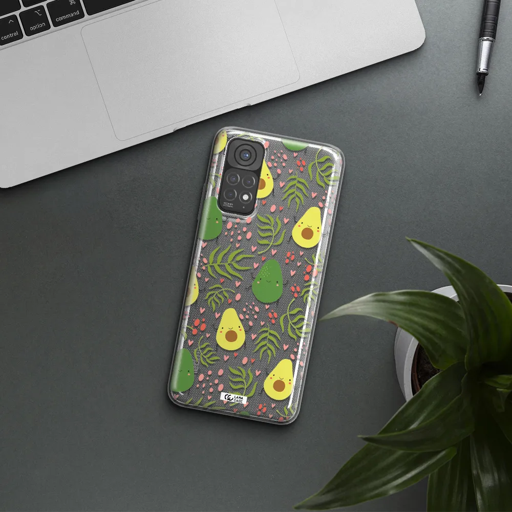 a pattern of avocado and leaves Xiaomi Redmi Note 11 Clear TPU Case