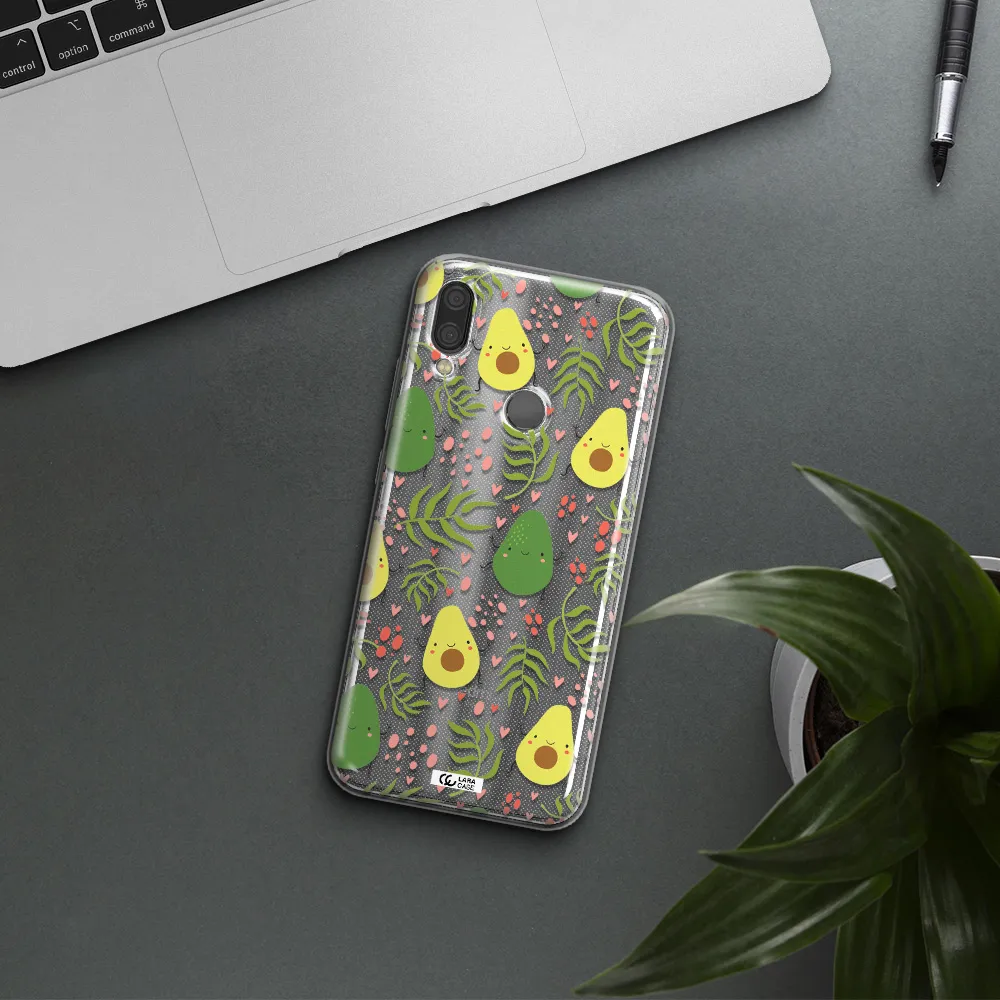 a pattern of avocado and leaves Xiaomi Redmi Note 7 Clear TPU Case