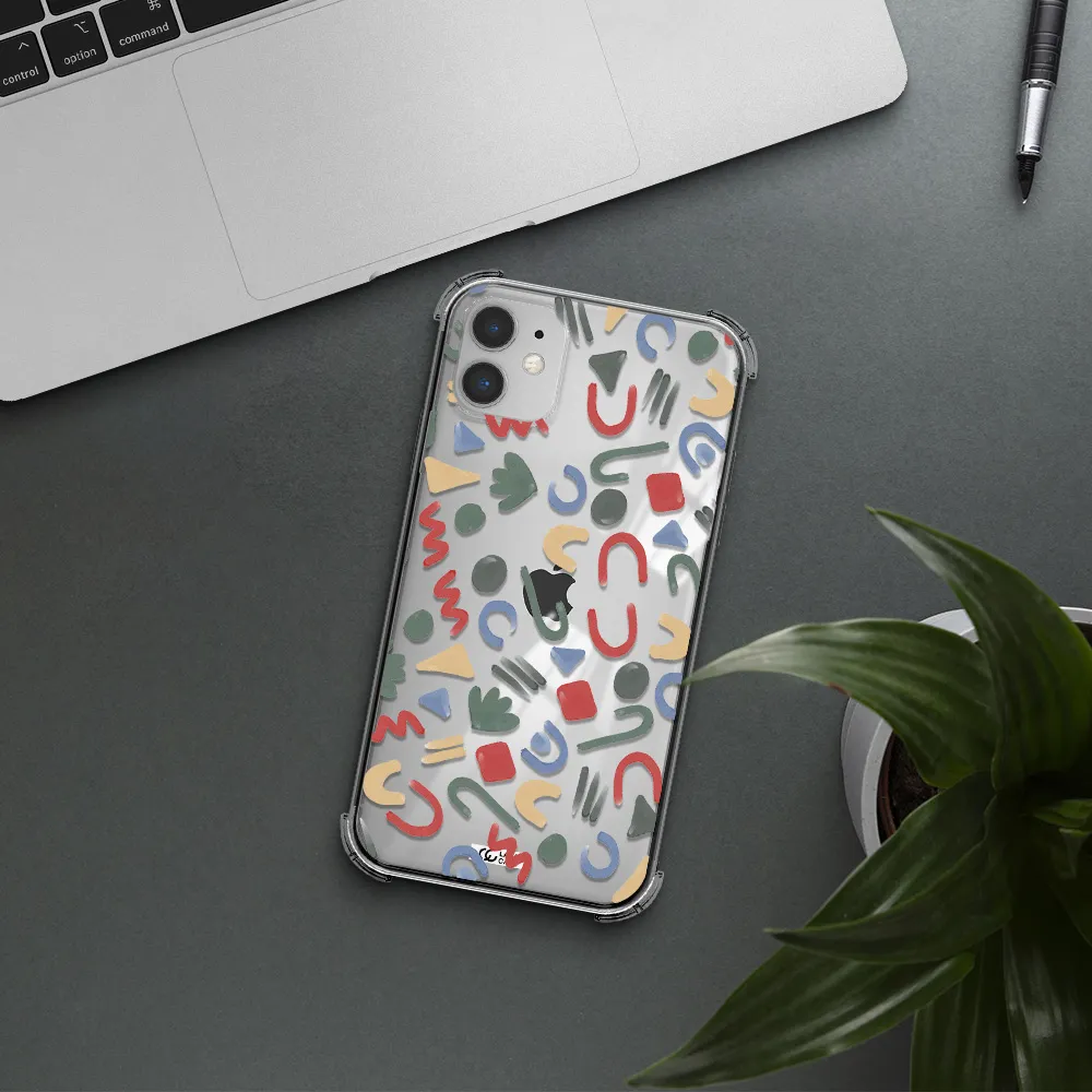 a pattern of colorful shapes Apple iPhone 11 Clear PC Case