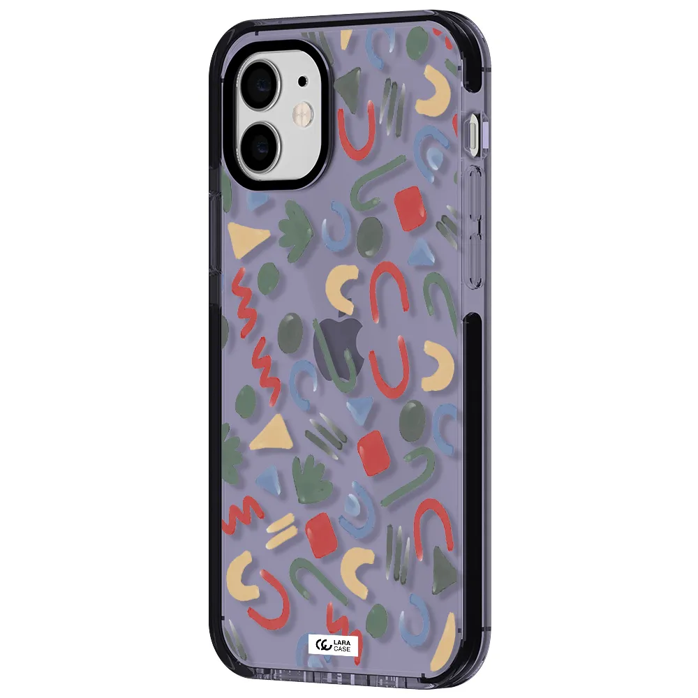 a pattern of colorful shapes Apple iPhone 11 impact Lilac Case