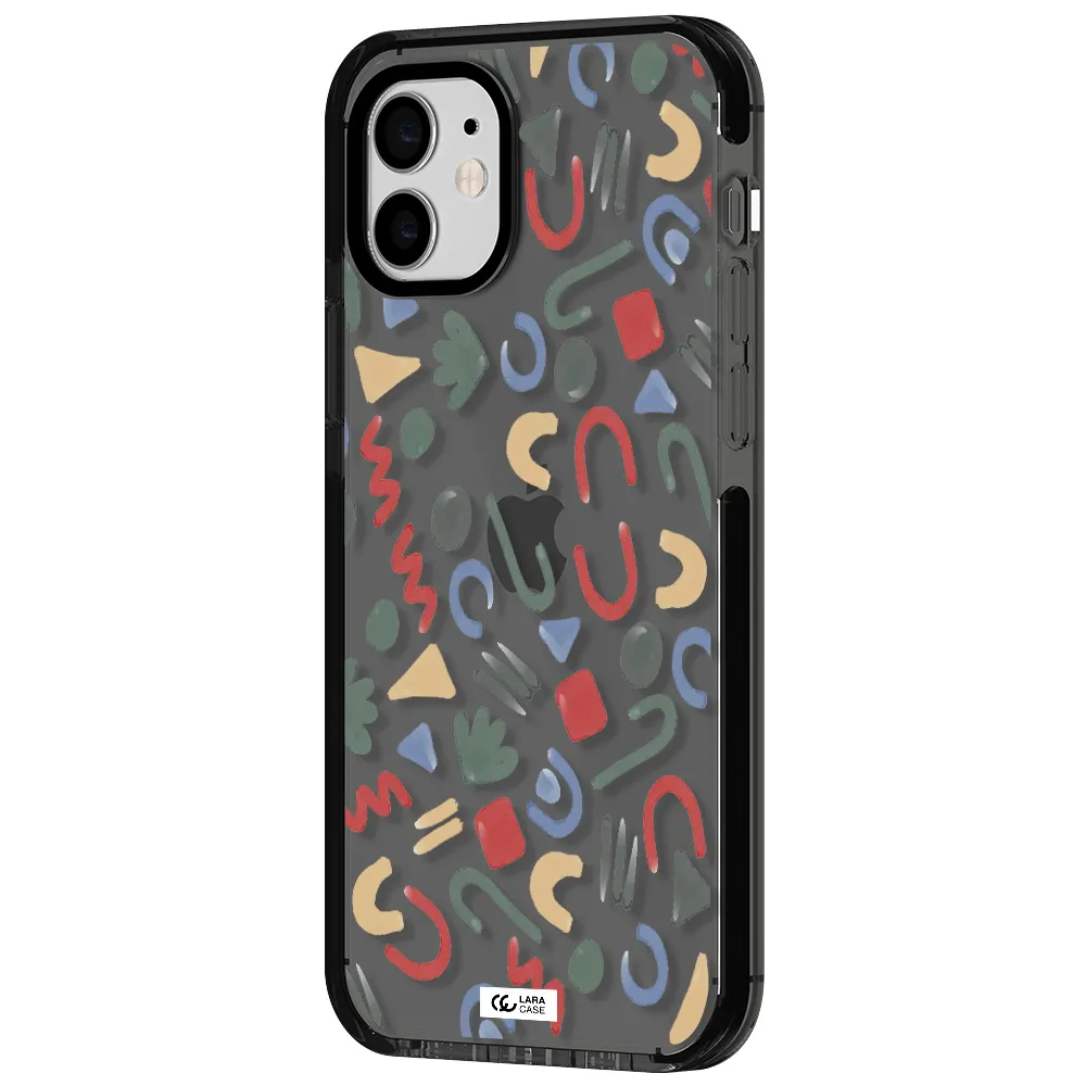 a pattern of colorful shapes Apple iPhone 11 impact Smoke Black Case