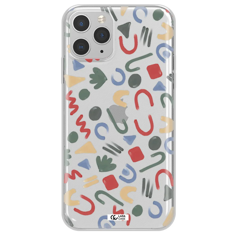 a pattern of colorful shapes Apple iPhone 11 pro Clear TPU Case