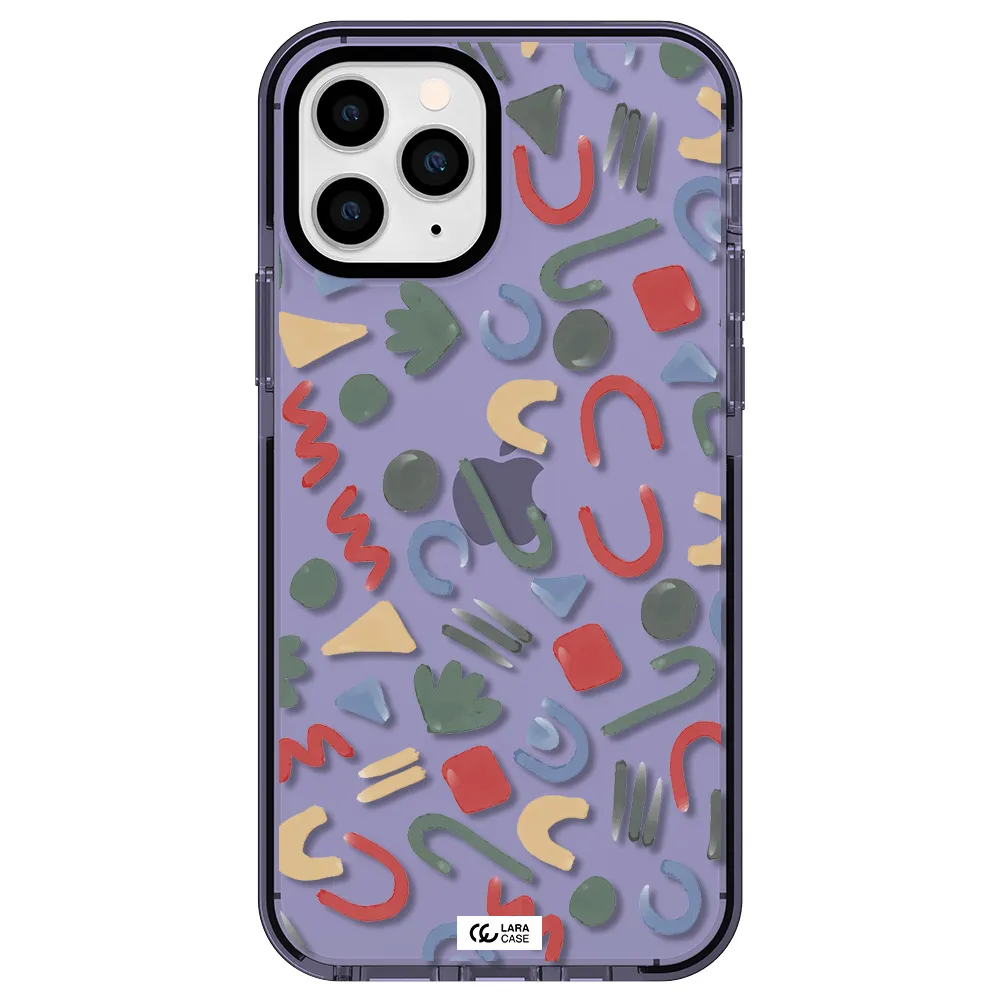 a pattern of colorful shapes Apple iPhone 11 pro impact Lilac Case