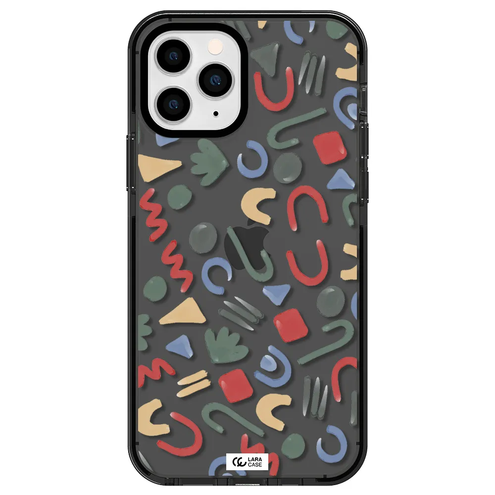 a pattern of colorful shapes Apple iPhone 11 pro impact Smoke Black Case