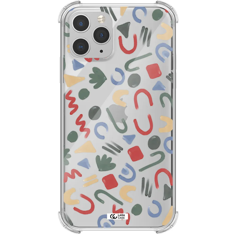a pattern of colorful shapes Apple iPhone 11 pro max Clear PC Case