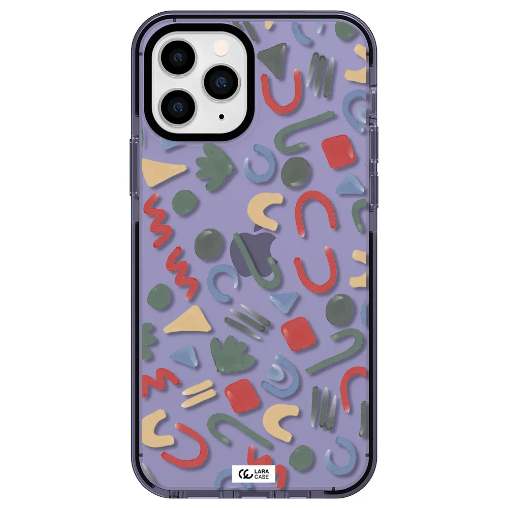 a pattern of colorful shapes Apple iPhone 11 pro max impact Lilac Case
