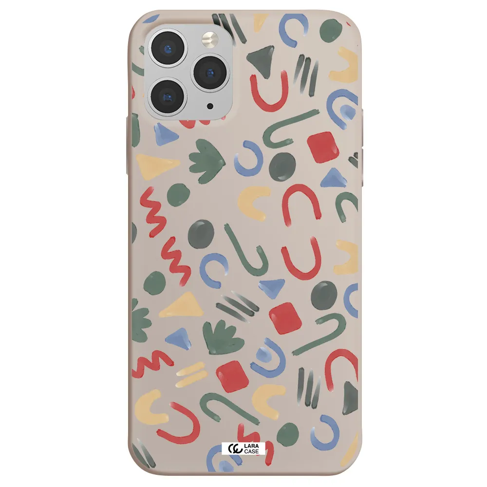 a pattern of colorful shapes Apple iPhone 11 pro max Silicone Stone Case