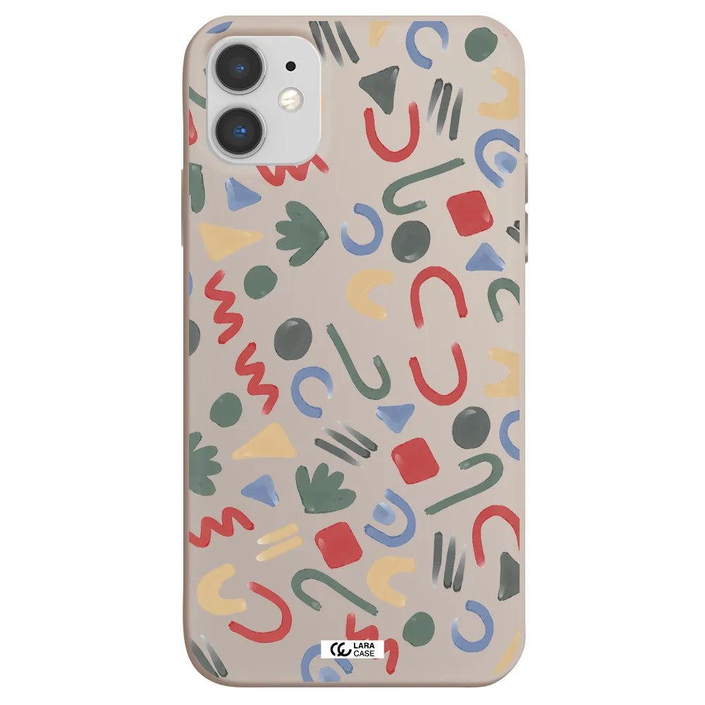a pattern of colorful shapes Apple iPhone 11 Silicone Stone Case