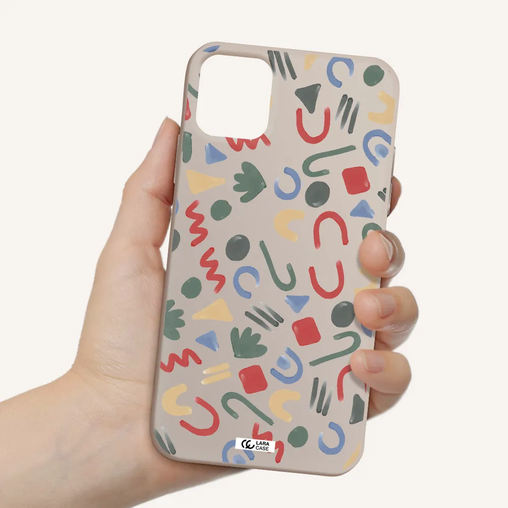 a pattern of colorful shapes Apple iPhone 11 Silicone Stone Case