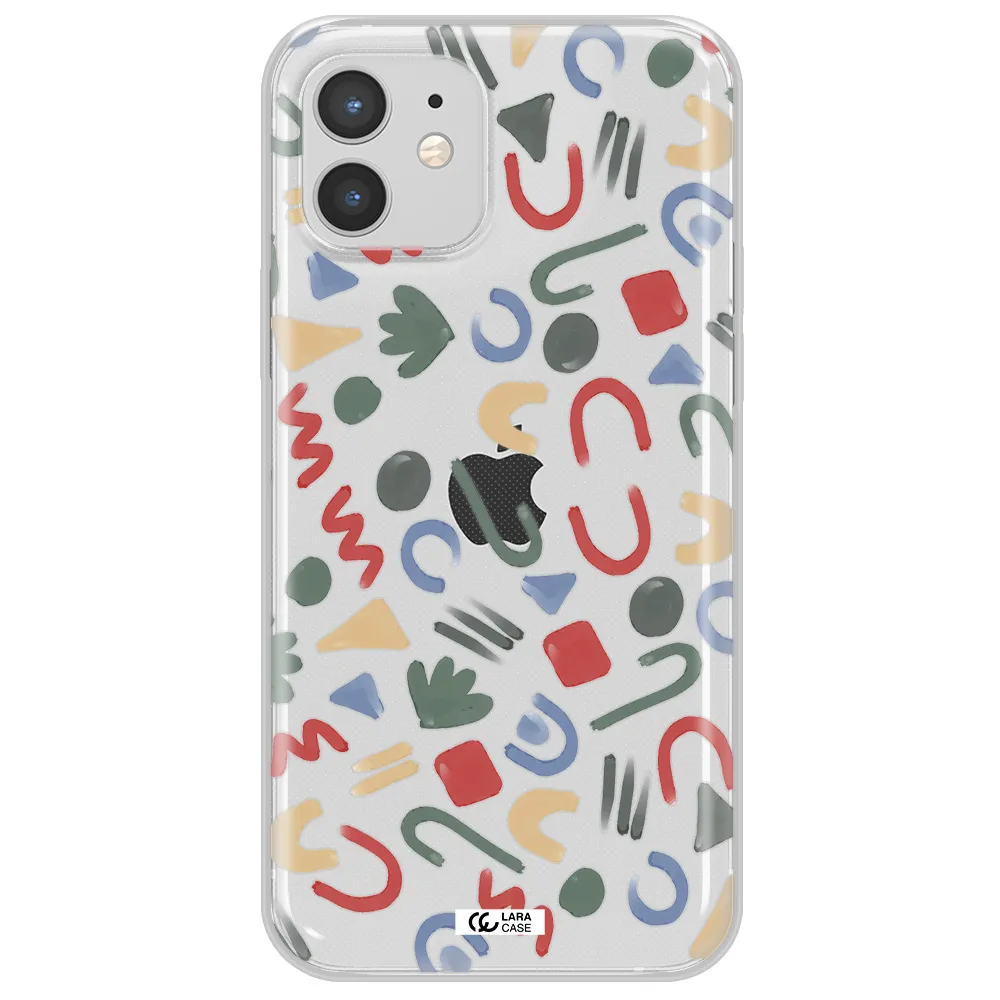 a pattern of colorful shapes Apple iPhone 12 mini Clear TPU Case