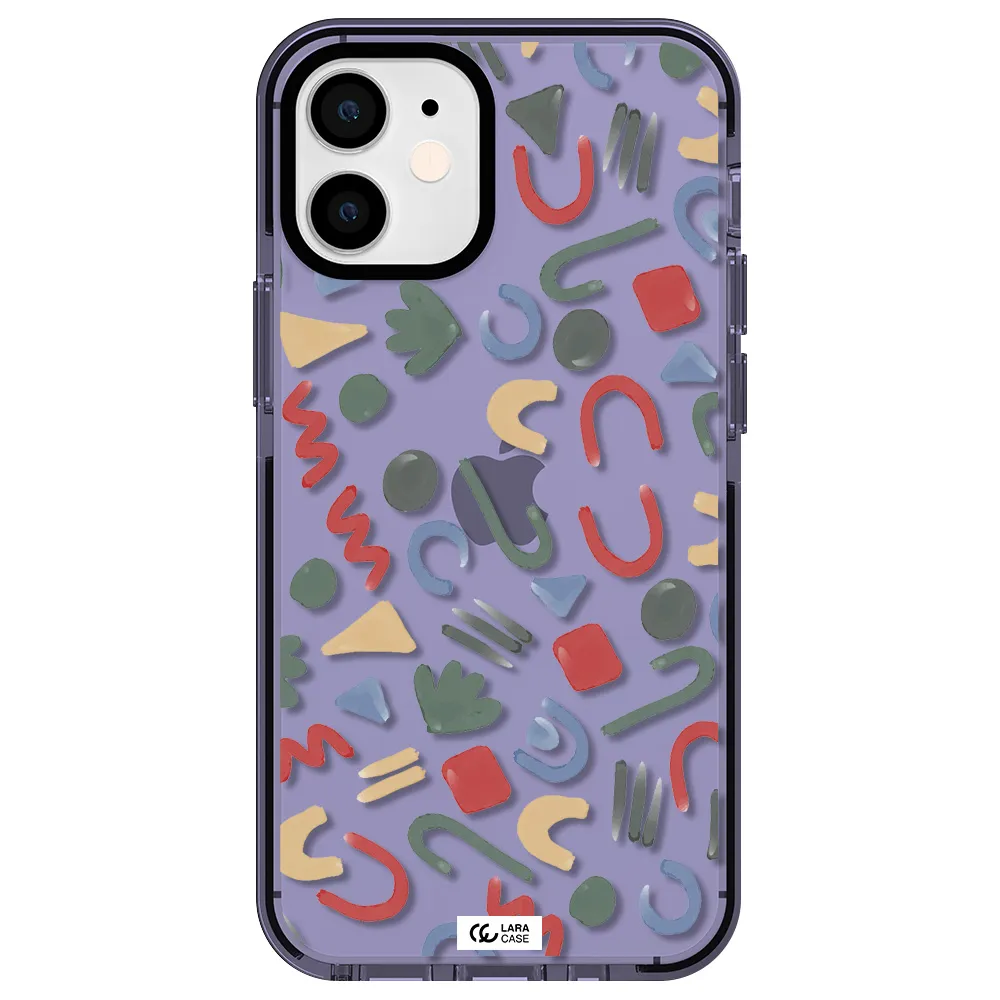 a pattern of colorful shapes Apple iPhone 12 mini impact Lilac Case