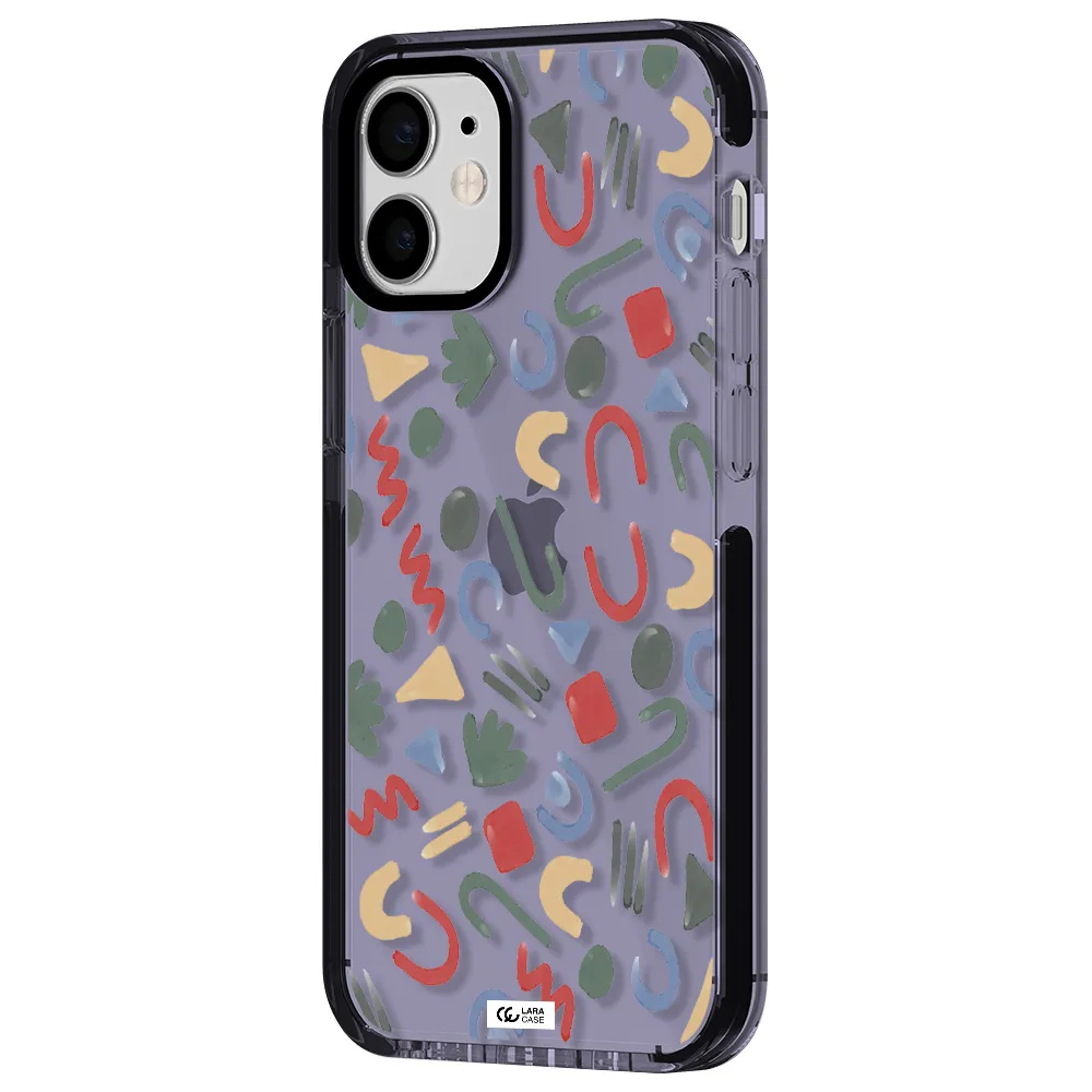 a pattern of colorful shapes Apple iPhone 12 mini impact Lilac Case